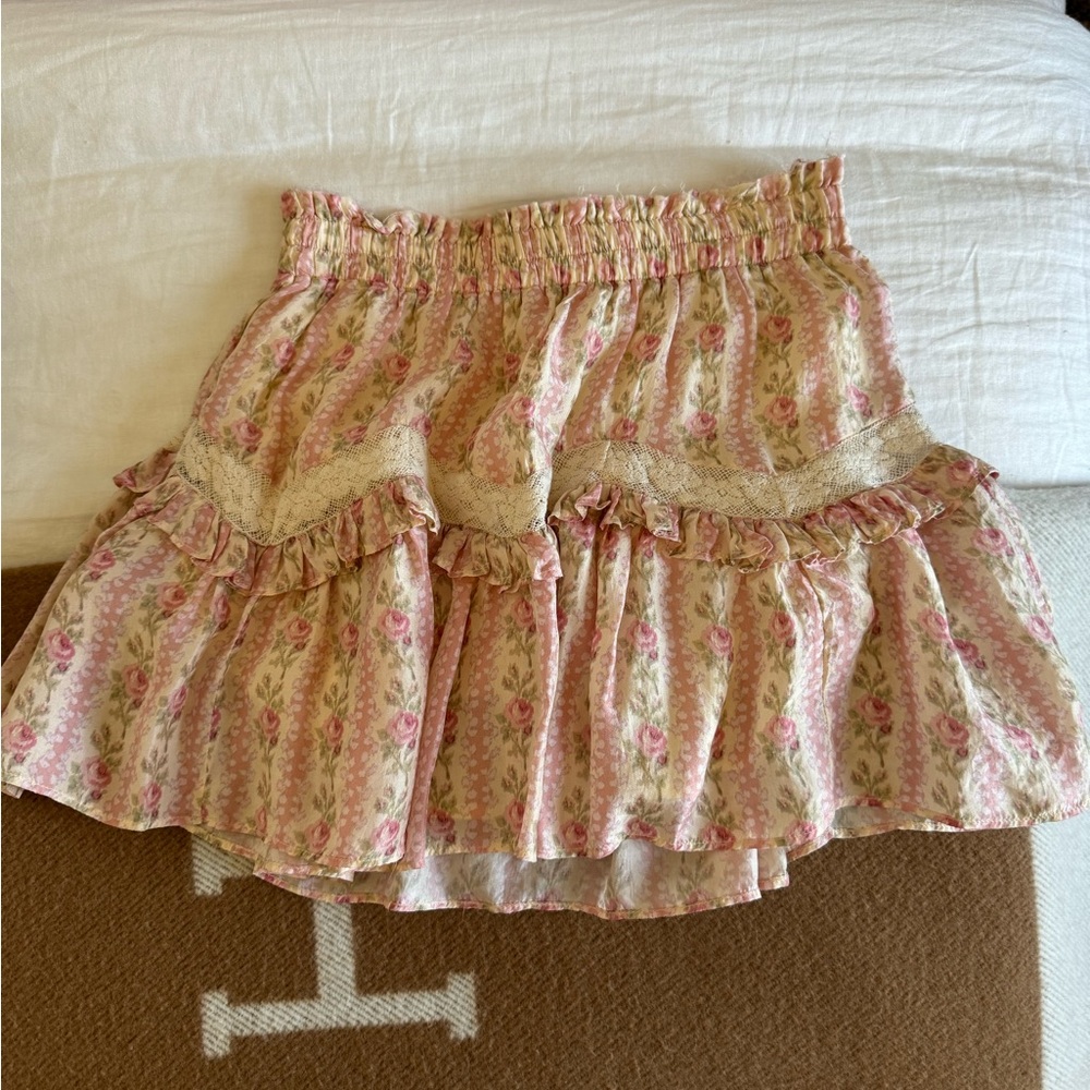 LoveShackFancy Piccolo 100% silk mini skirt